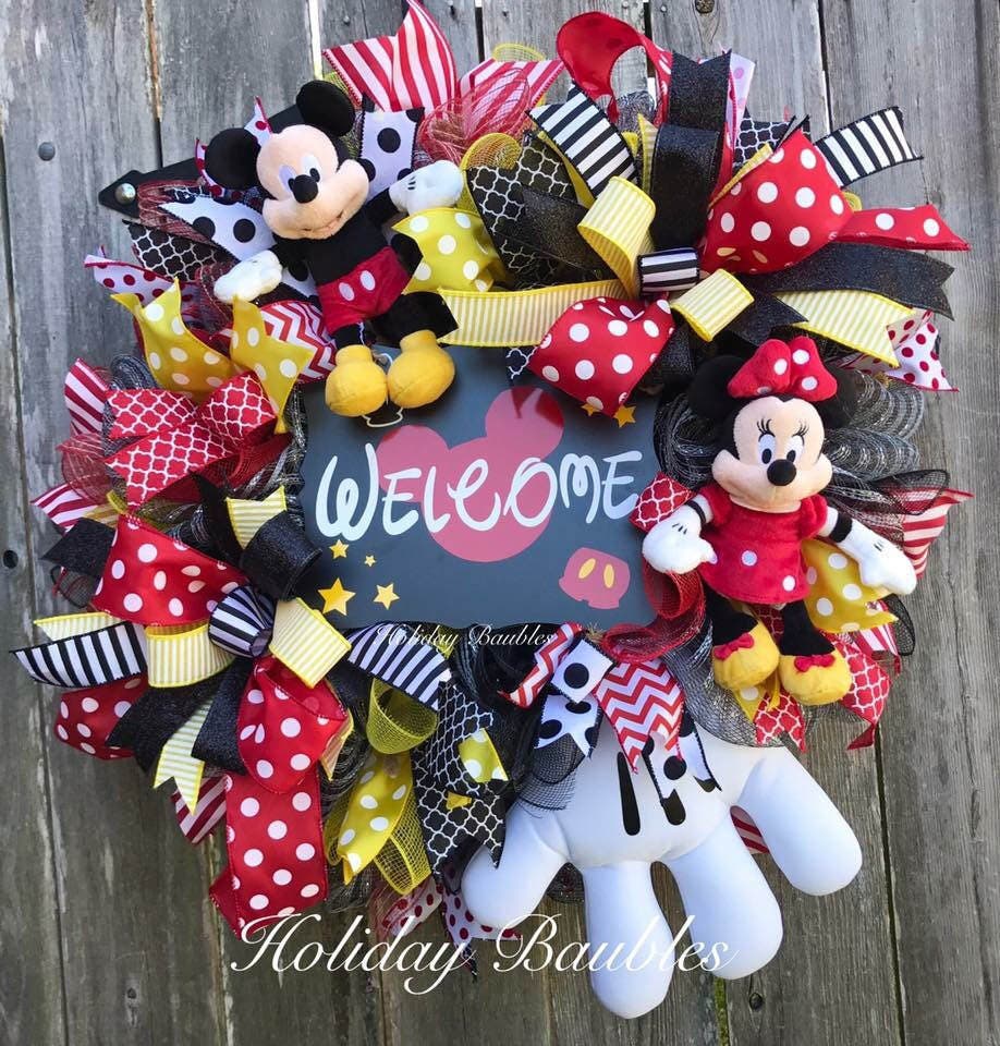 Mickey Mouse Wreath Welcome Disney Wreath Disney Wreath