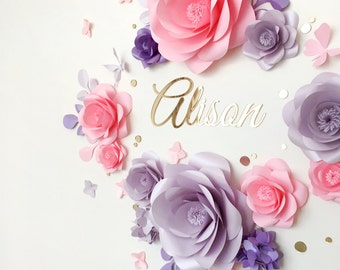 Royal Paper Flower Set for baby room - Elegant Paper Flowers over the crib - Nursery Wall Paper Flowers - Paper Blooms