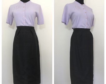 FLASH SALE Vintage 1950's Black Pencil Skirt by Nelly De Grab