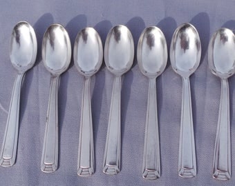 Vintage French Bundle of 7 Silver Plated 'Metaille Blanc' Tea /Coffee Spoons - Real Luxury - Stamped Metalle Blanc and 18 Good Quality