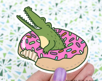 Pool Float Sticker, Donut Sticker, Beach Vinyl Stickers, Summer Sticker, Alligator Sticker, Pool Party Decal, Animal Laptop Sticker, Kawaii