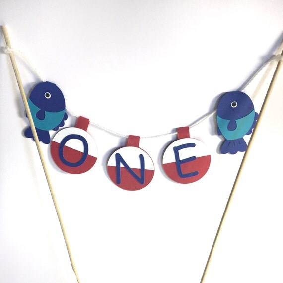 Download First Birthday Cake Topper Fish and Bobber Cake Decor