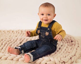 Almond Super Chunky Knit Baby Blanket from Natural Giant Merino Wool