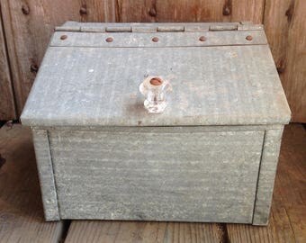 vintage galvanized box / storage box / vintage galvanized storage / galvanized metal box