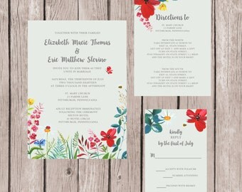 Wildflower Wedding Invitation, Wedding Invitation, Custom Wedding Invitation, Wedding Invites, Wedding Invitation Set, Wedding Invitations