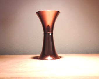 Copper Vase with Brass Band, Vintage Copper Vase, Made In England, Mid Century, Posey Holder, Posey Vase, Vintage Vase, Metallic Vase
