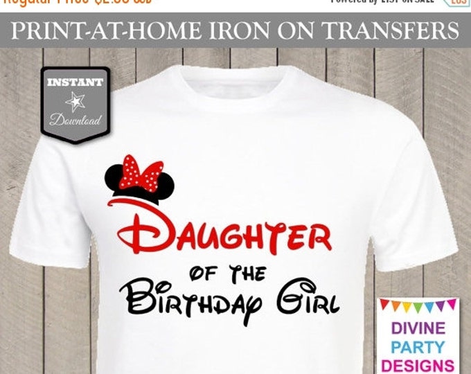 SALE INSTANT DOWNLOAD Print at Home Red Girl Mouse Daughter of the Birthday Girl Printable Iron On Transfer / T-shirt / Family/ Item#2470