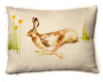 Christmas Cushion Christmas Hare Pillow Xmas Rabbit Cushion