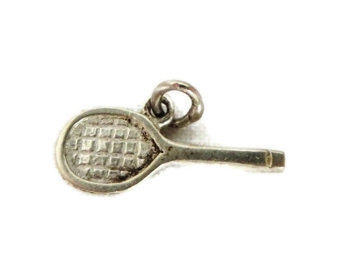 Sterling Tennis Racket Charm - Vintage 1940s Sterling Silver Pendant, Starter Charm Gift Idea