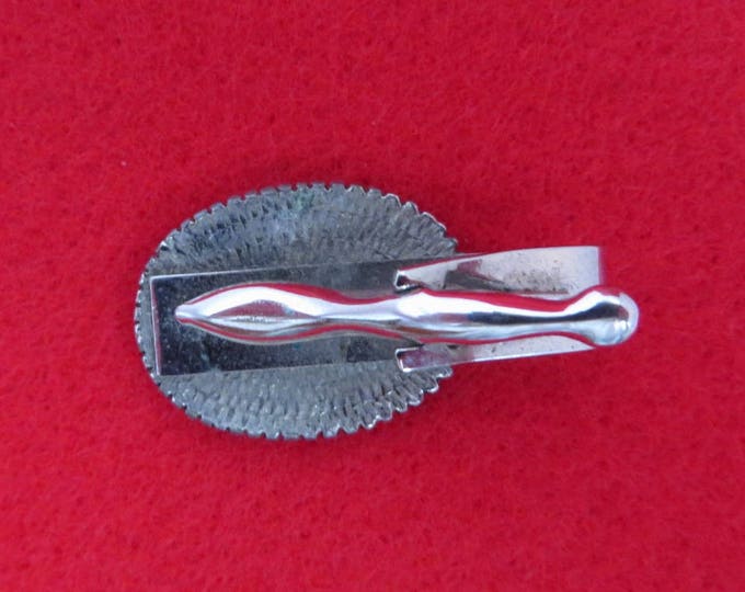 ON SALE! Vintage Horse Tie Bar, Black Silvertone Western Tie Clasp