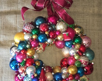 Items similar to Vintage Christmas Wreath of Beautiful Handmade