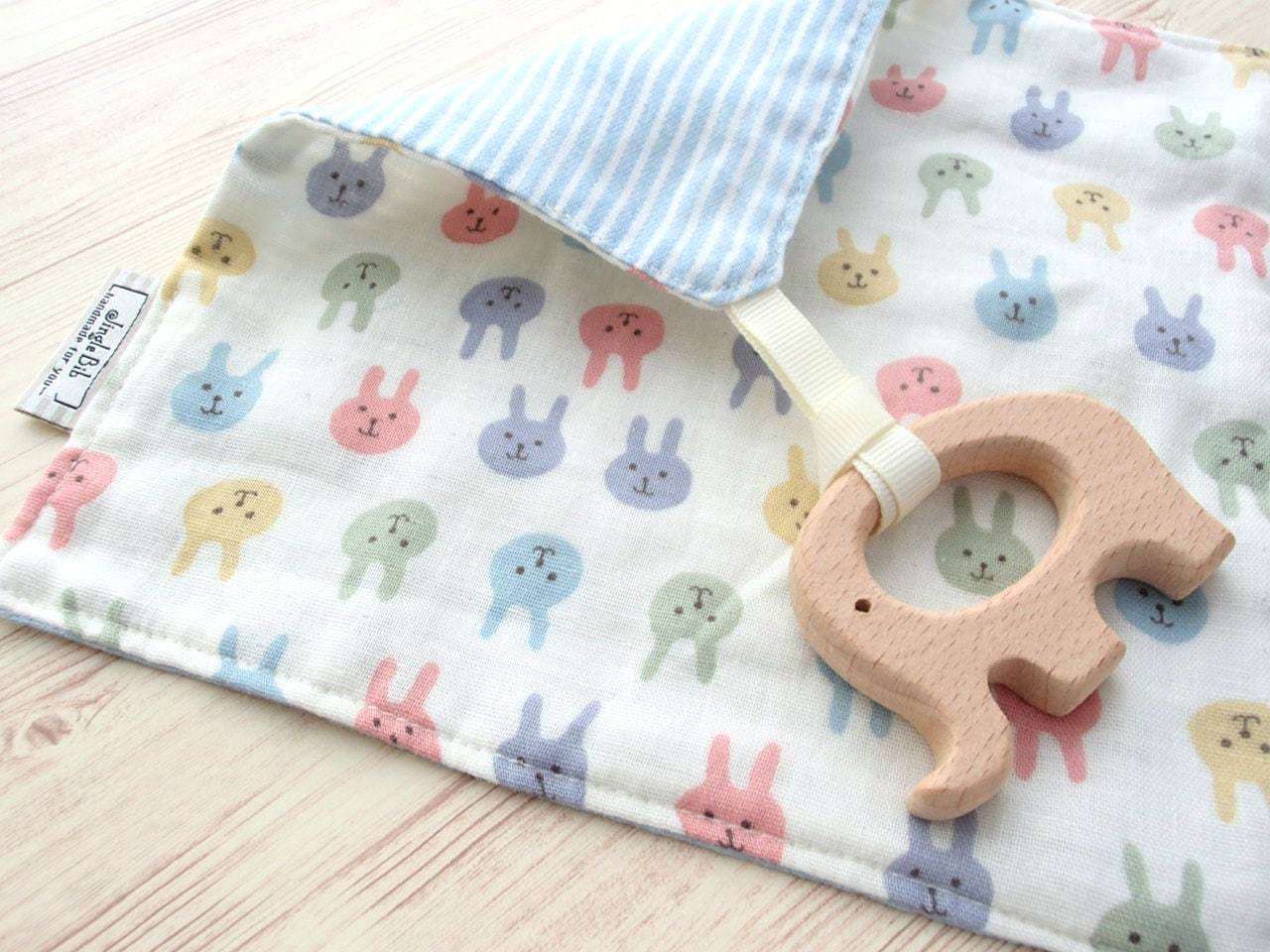 Baby Teething BlanketRattle Teether ToyWooden RingWooden