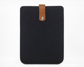 Kindle Paperwhite Case - Kindle Sleeve - Kindle Cover - Leather Case Kindle Paperwhite - Black Felt and Leather Case - Ereader Sleeve