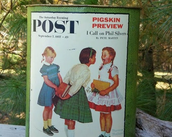 Metal Trash Can Norman Rockwell Saturday Evening Post