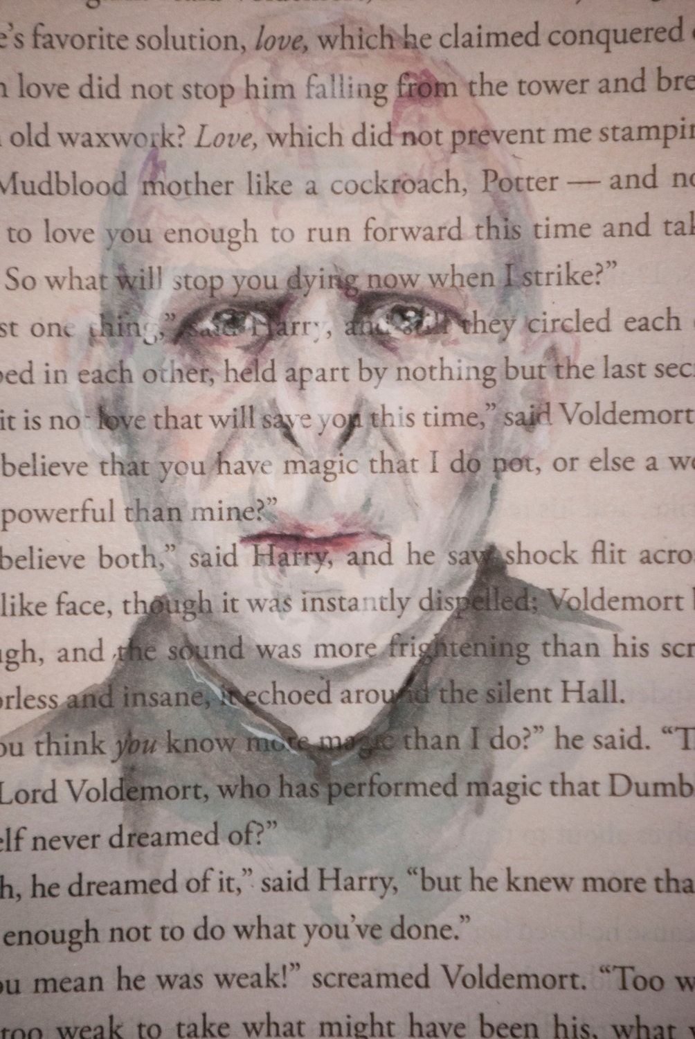 ORIGINAL Voldemort Watercolor Book Illustration Harry Potter