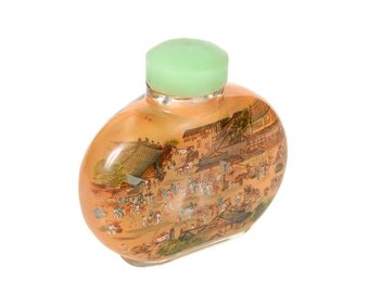 Chinese Beutiful 6" large Snuff Bottle - Reverse Painted Glass