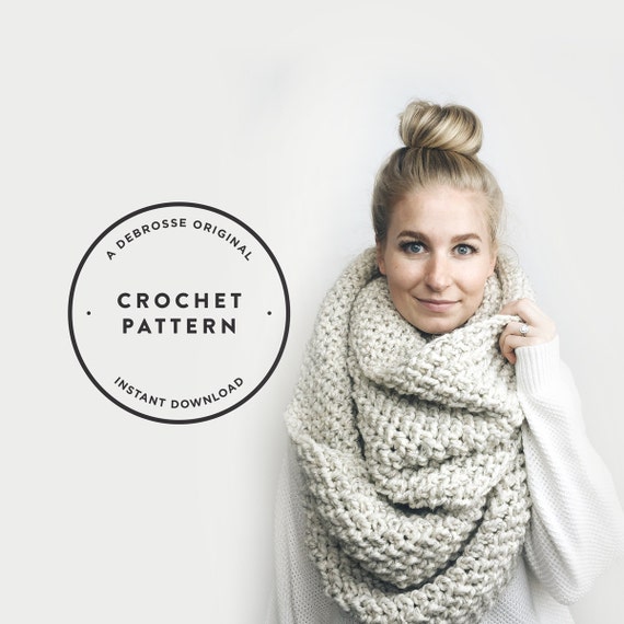 CROCHET PATTERN Crochet Infinity Blanket Scarf Chunky