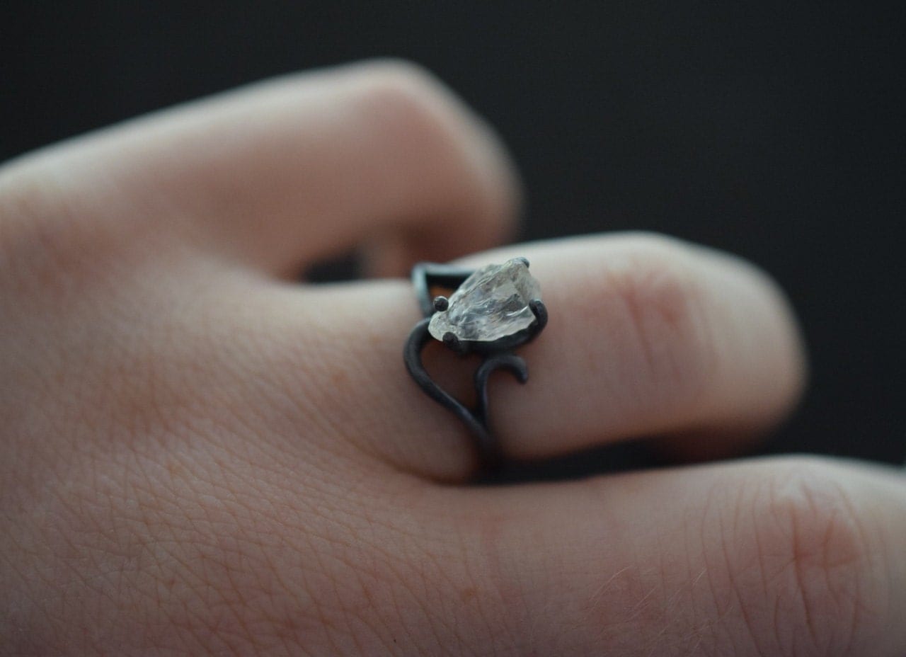 Unique Engagement Ring Handmade Diamond Ring Solid Sterling