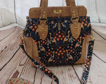 Aster Crossbody Cork Gold flecks handbag detachable shoulder strap, internal zipped pocket.