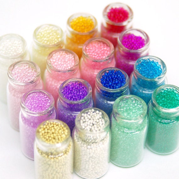 16set No Hole Micro Glass Beads clear and metalic color