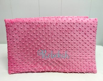 Kindergarten Nap Mat with Mulit-Colored Fabric and Hot Pink Minky Dot