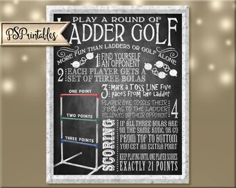 yard games - ladder golf yard game sign - bbq yard games - ladder golf rule sign - yard game sign - printable yard sign - diy yard game sign