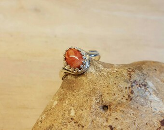 Red jasper ring. 925 sterling silver. Reiki jewelry uk. Women's Adjustable ring. 10x8mm stone