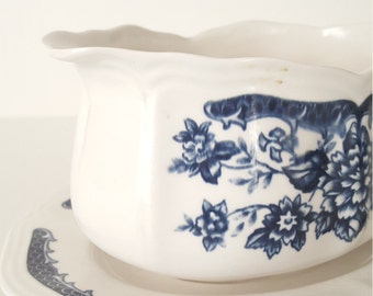 Mismatched China Blue And White Ironstone Gravy Boat For Wedding,Dinner Party,Bridal Shower, Collectable,Tea Party,Mismatched China,