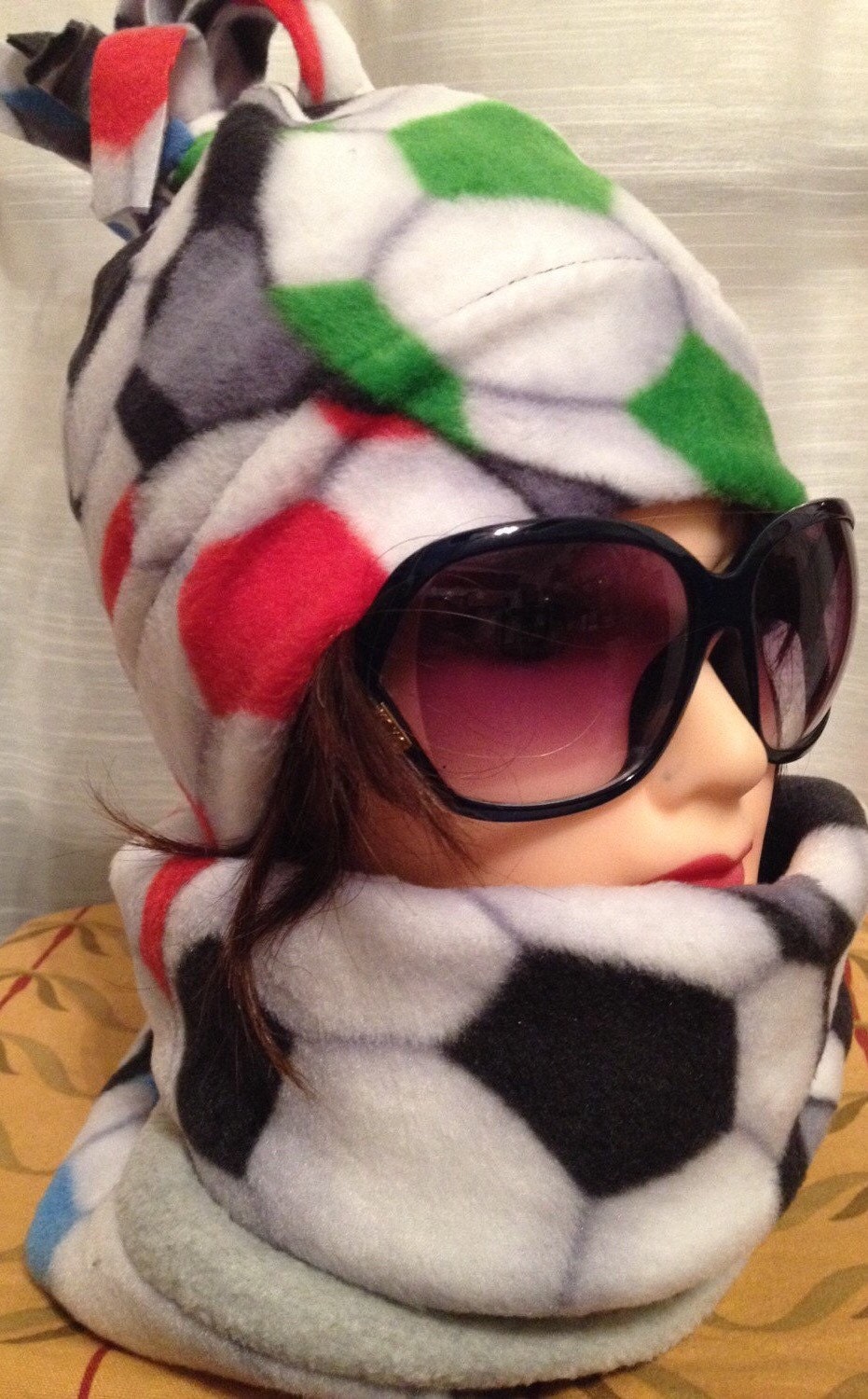 Soccer ball neck warmer fleece gaiter winter by WarmEarsWarmHeart