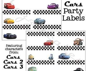 Printable Water Bottle Labels Disney Cars Birthday Party