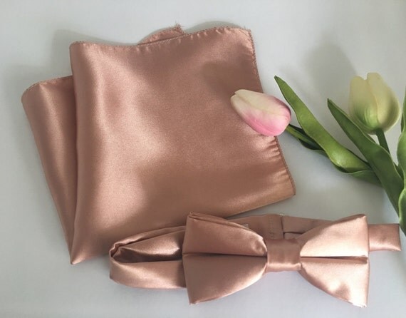 2 week production Rose Gold Bow Tie & Pocket Square Combo