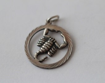 vintage Silver Zodiac Scorpio charm - Charm bracelet or hanger - hallmarked 835