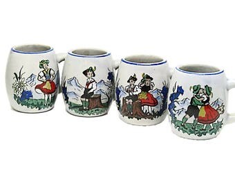 Vintage Miniature Steins Shot Glasses | Made in West Germany | Bavaria Souvenir | Holland Souvenir | Switzerland Souvenir Shot Glass
