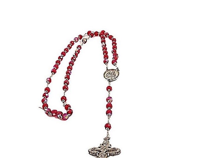 Vintage Red Crystal Rosary with Gold Prayer Box | Vatican Library Collection Catholic Rosary Beads Mary and Jesus