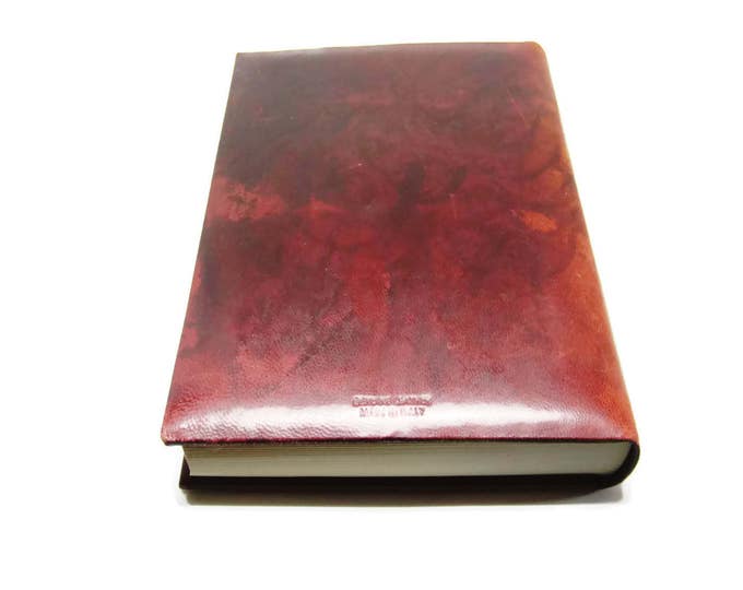 Vintage Leather Blank Journal | Tooled Mahogany Dyed Leather Diary | Sketch or Notebook Book | Made in Italy Unique Gift Christmas Gift