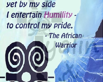 Poster Adinkra symbol Strength with quote. 17" x 23"