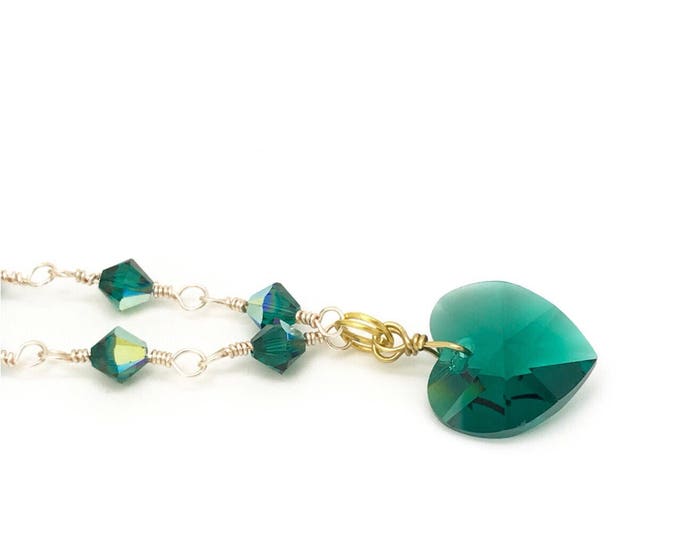 Green Swarovski necklace, Dark green jewelry, green necklace, crystal necklace, crystal jewelry, Swarovski necklace, Swarovski jewelry