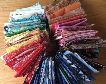 FABRIC DESTASH LOT Vintage Calico Fabrics Quilts Cotton Remnants Scraps - 2+ lbs - No Repeats - Priority Flat Rate Shipping