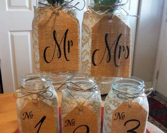SET of Burlap Table Numbers, Rustic wedding decorations, Wedding Table Numbers