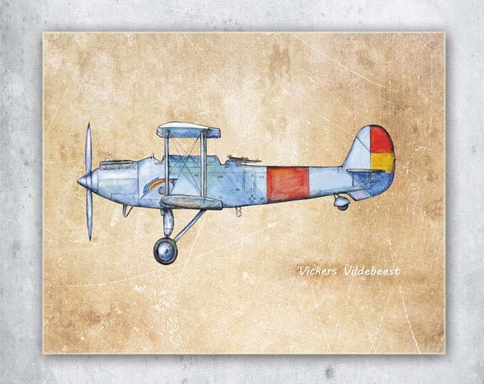 Airplane nursery prints on vintage paper decor Set of 3 pics Retro military airplanes Boys nursery wall art Transportation