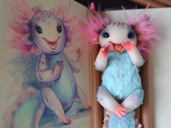 Axolotl. Water lizard. Water Dragon. Smiling dragon. Mixed