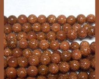 Goldstone (Glass) Rounds - 6mm - 15 to 16 inch strand