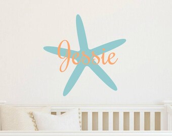Starfish Vinyl Decal Beach Wall Decal Beach Bedroom Starfish Wall Decal Name Wall Decal Nautical Wall Decal Nautical Nursery Decal Nautical