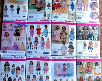 NEW Lot of 12 Simplicity 18" American Girl DOLL Clothes Sewing Patterns Batch #2