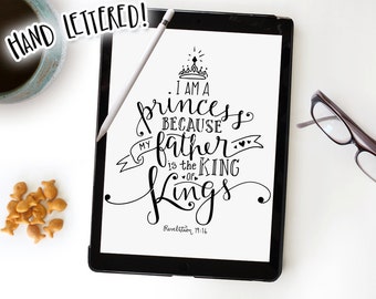Princess SVG Cut File, Revelation 19:16 Verse, I Am A Princess, Because My Father Is The King Of Kings, Silhouette, Cricut, Svg Cutting File