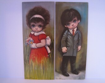 Vintage Litho Prints of 2 Big Eye Children by OZZ Franca