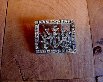 Vintage Sterling Silver Rhinestone~Signed MMA/ FBS Metropolitan Museum of Art Brooch~Deco Design Pin