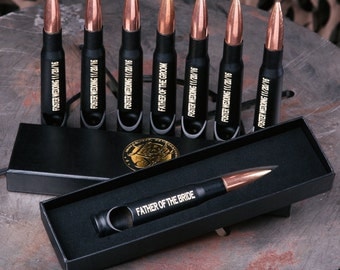 9 Groomsmen Bottle Openers. Engraved Black 50 Caliber Personalized Bullet Bottle Opener. Groomsman Gift. FREE SHIPPING.