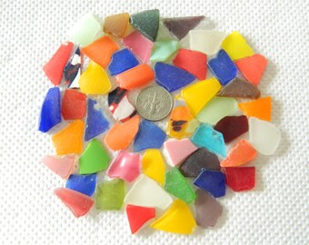 Beach found sea glass pieces in assorted colours for crafts jewellery ect