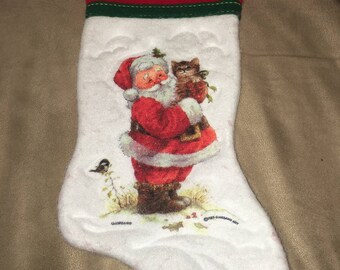 Vintage 1983 Glordano Art Santa Christmas Stocking